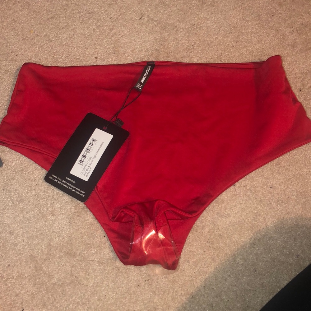 Red high waisted bikini bottom